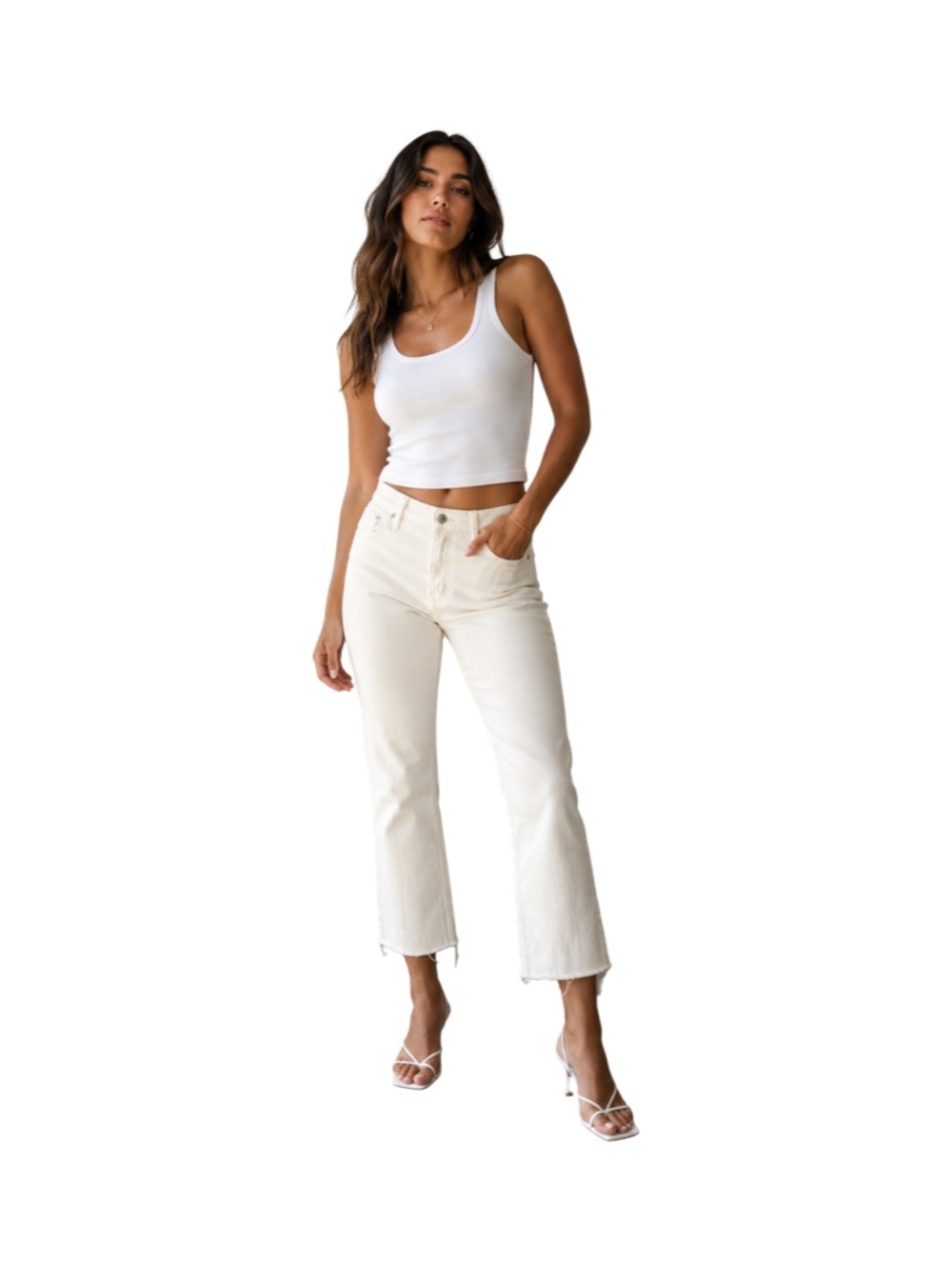 J. Crew Preppy, Coastal, Boho, Casual Denim Raw Hem Ecru Demi  Boot Crop 25P
